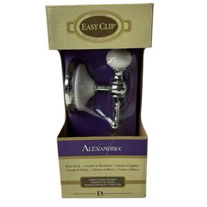 NEW Modern Robe Hook Polished Chrome and White Easy Clip 126643 Bathware